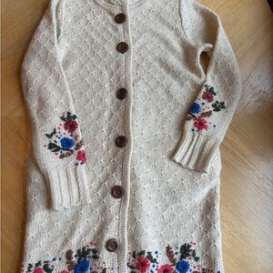 Nick & Mo Beige Floral Button-Up Long Cardigan Duster